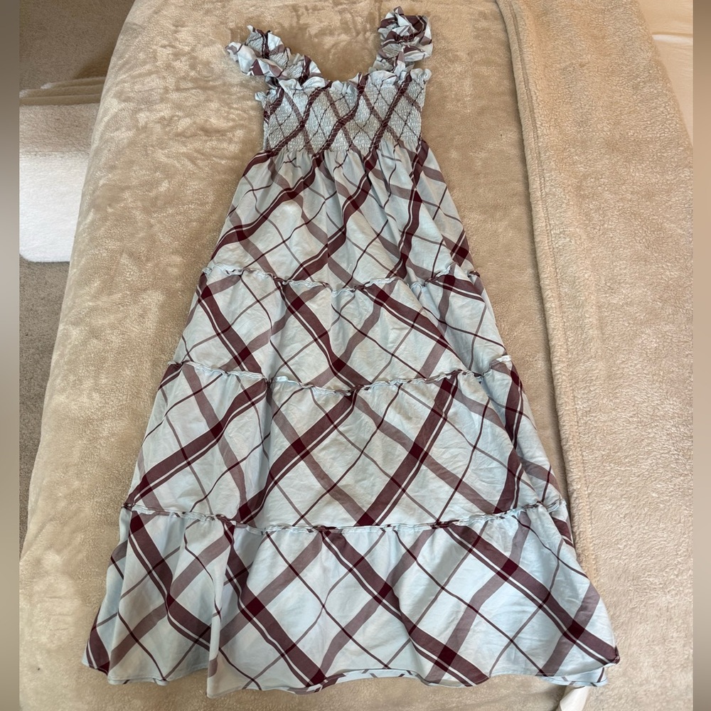 Hill House Blue and Burgundy Maxi Dress